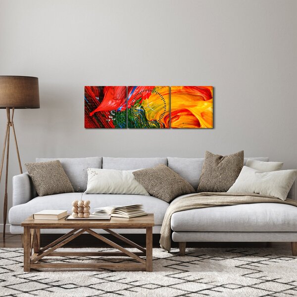 Obraz - Niebieska abstrakcja za pomocą pędzla (z zegarem) (90x30 cm)