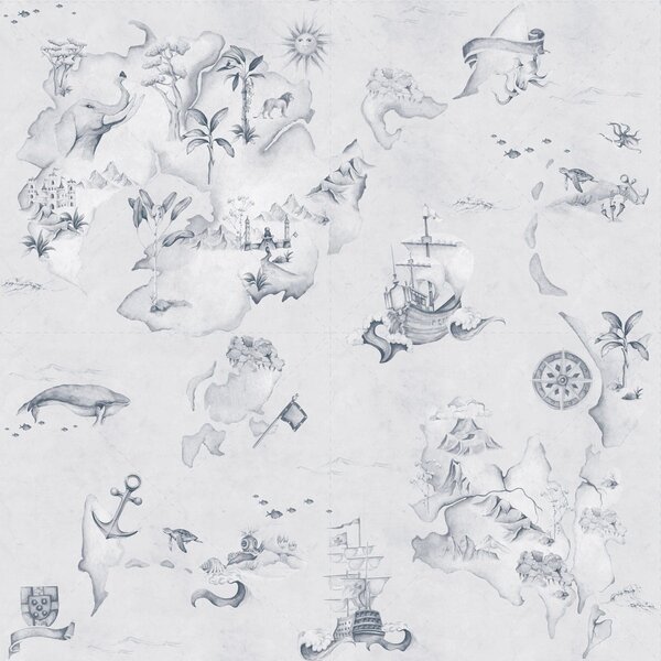 Tapeta do pokoju dziecka Mapa Stories from the Sea Blue