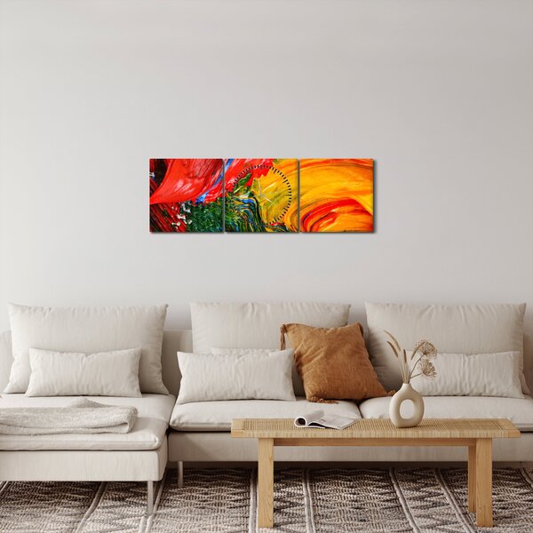 Obraz - Niebieska abstrakcja za pomocą pędzla (z zegarem) (90x30 cm)