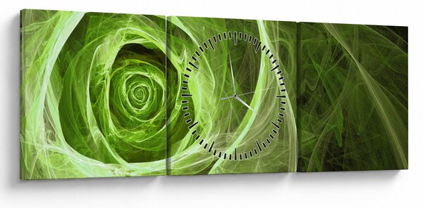 Obraz - Abstrakcyjny zielony róż (z zegarem) (90x30 cm)