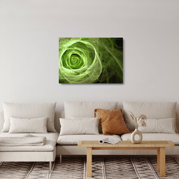 Obraz na szkle - Abstrakcyjny zielony róż (70x50 cm)