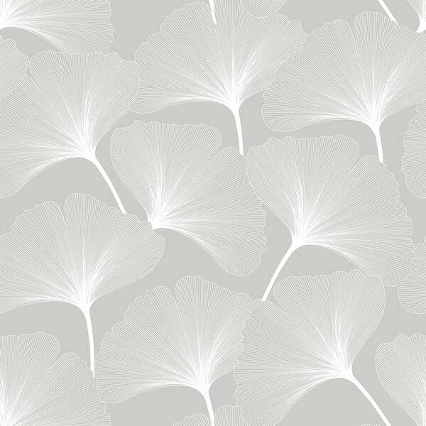 Tapeta do pokoju dziecka CLASSIC big gingko pattern grey