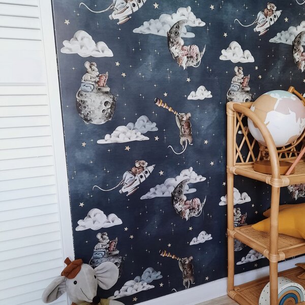 Tapeta do pokoju dziecka Cosmic Little Mouse sky