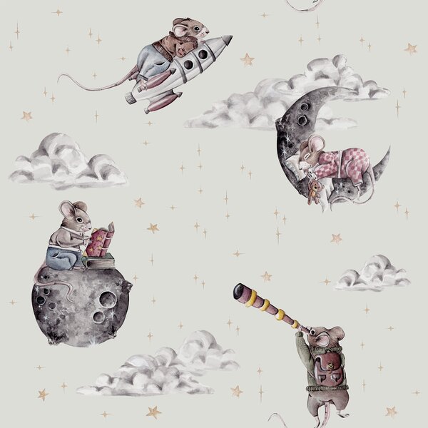 Tapeta do pokoju dziecka Cosmic Little Mouse light