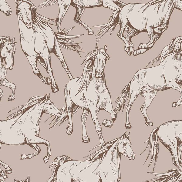 Tapeta do pokoju dziecka Horses Beige