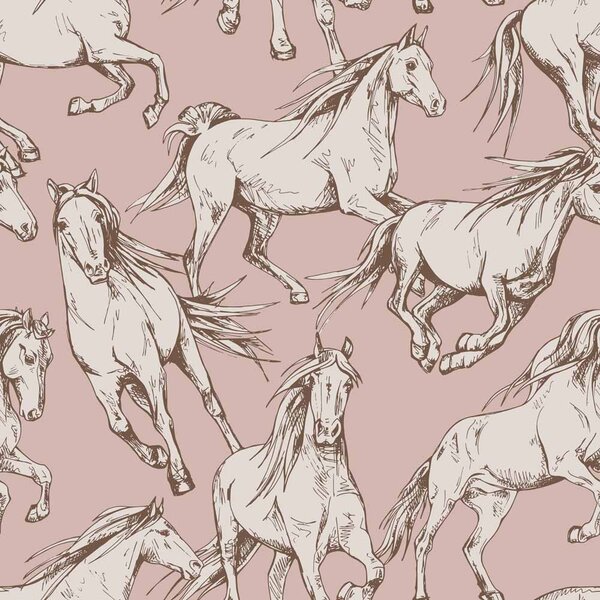 Tapeta do pokoju dziecka Horses Pink