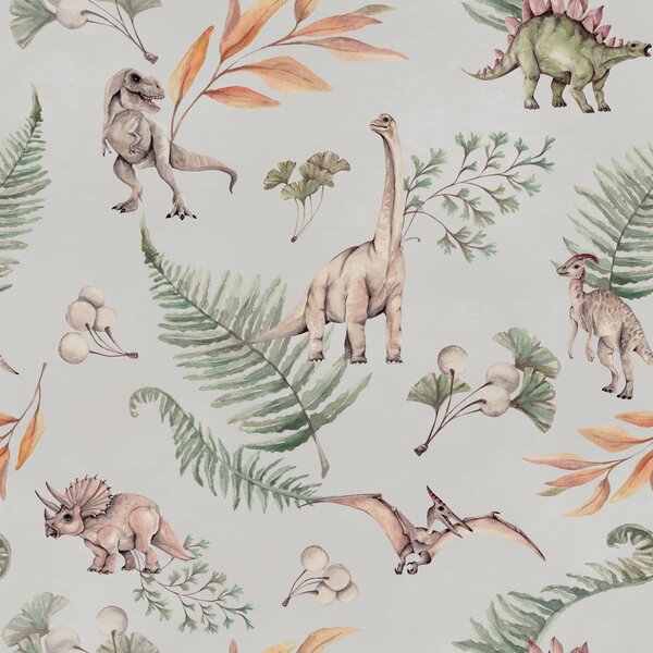 Tapeta do pokoju dziecka Dinozaury opanowały Ziemię Grey