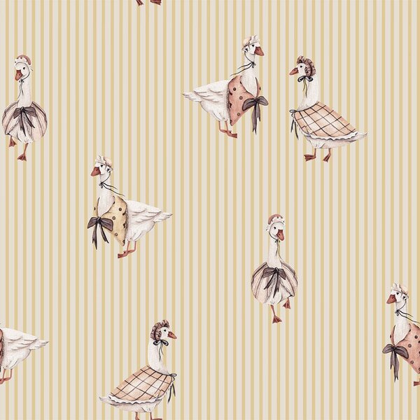 Tapeta do pokoju dziecka Gąski retro – zgaszona żółta