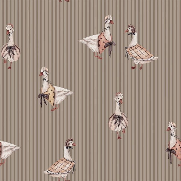 Tapeta do pokoju dziecka Gąski retro – brązowa