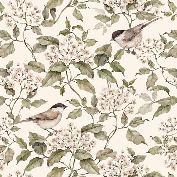 Tapeta do pokoju dziecka Birds and Beige Spring