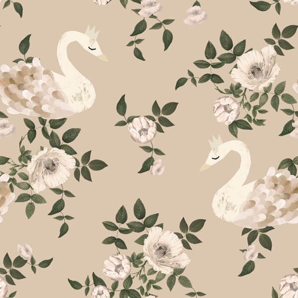 Tapeta do pokoju dziecka Swans kingdom beige