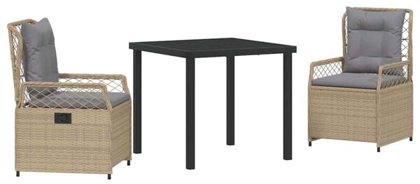 Zestaw Mebli Ogrodowych Komplet Jadalniany Z Poduszkami 3-Częściowy Rattan Na Taras Balkon Ogród