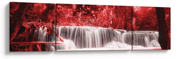 Obraz - Wodospad, czerwony (170x50 cm)