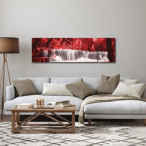 Obraz - Wodospad, czerwony (170x50 cm)