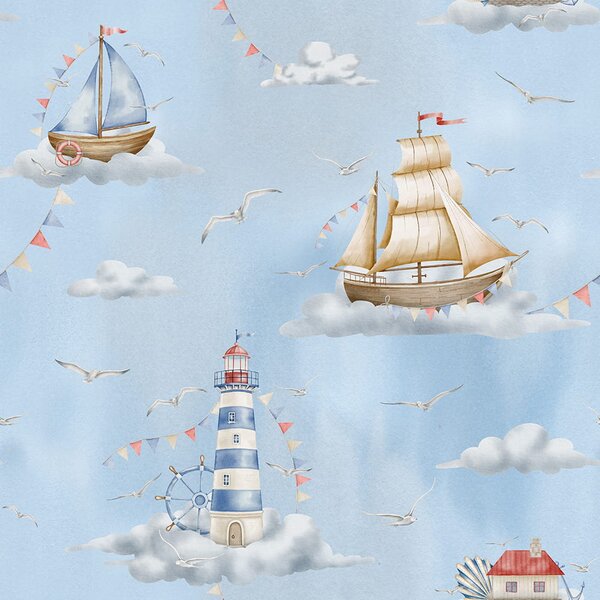 Tapeta do pokoju dziecka Lighthouse – blue