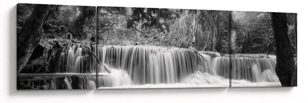 Obraz - Czarno-biały wodospad (170x50 cm)