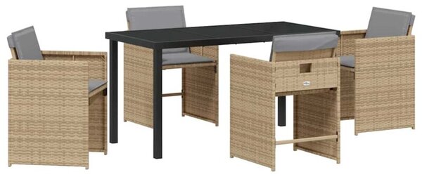Zestaw Mebli Ogrodowych Komplet Jadalniany 5-Częściowy Beżowy Rattan Na Taras Balkon Ogród