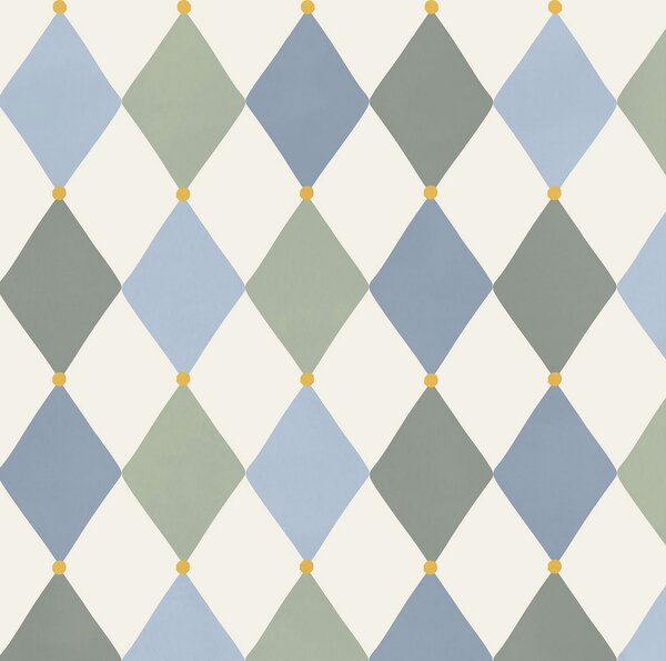 Tapeta w kolorowe romby do pokoju dziecka Harlequin BLUE - warianty