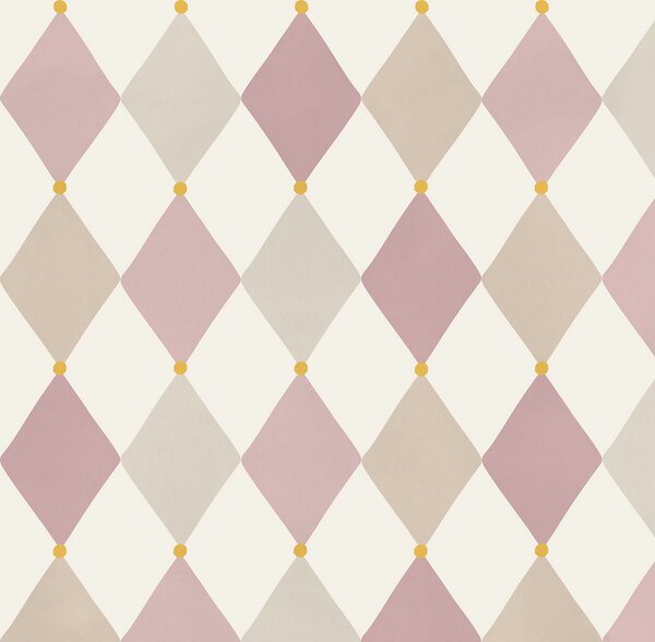 Tapeta w kolorowe romby do pokoju dziecka Harlequin PINK - warianty