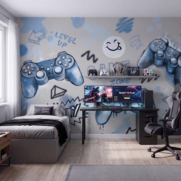 Tapeta do pokoju dziecka Gaming Niebieska