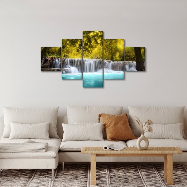 Obraz - Wodospad w jasnych kolorach (125x70 cm)