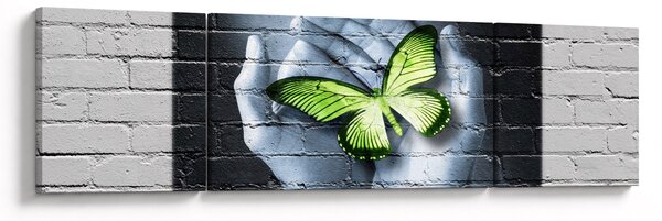 Obraz - Zielony motyl w ścianie (170x50 cm)