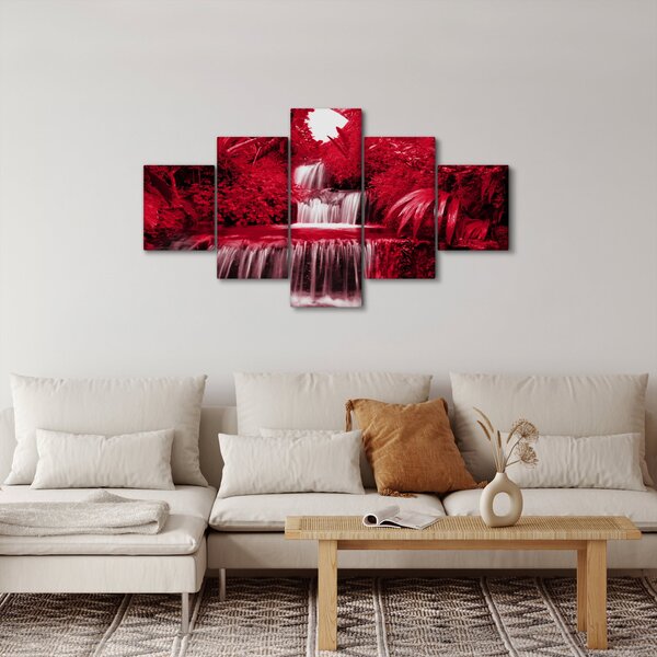 Obraz - Indonezyjskie wodospady w kolorze czerwonym (125x70 cm)