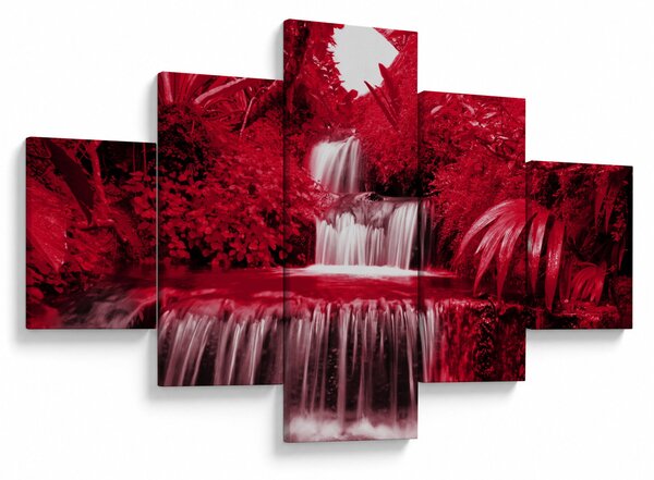 Obraz - Indonezyjskie wodospady w kolorze czerwonym (125x70 cm)