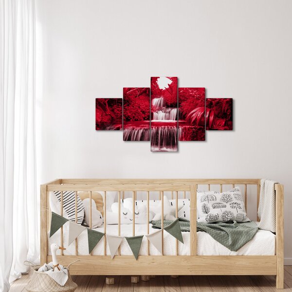 Obraz - Indonezyjskie wodospady w kolorze czerwonym (125x70 cm)