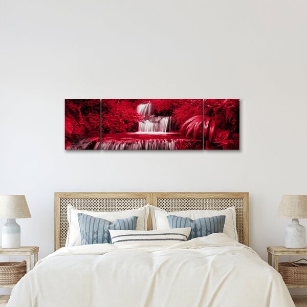 Obraz - Indonezyjskie wodospady w kolorze czerwonym (170x50 cm)