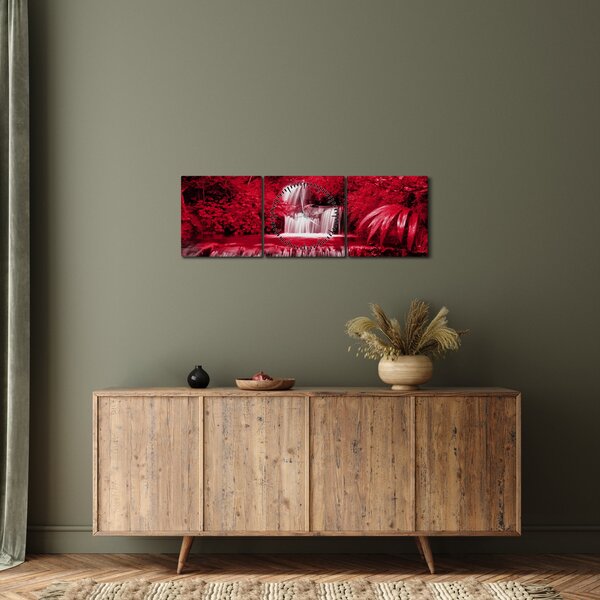 Obraz - Indonezyjskie wodospady w kolorze czerwonym (z zegarem) (90x30 cm)
