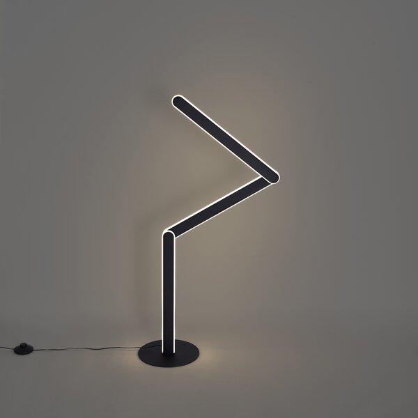 Designerska lampa podłogowa czarna z wbudowaną diodą LED z 3-stopniową regulacją ściemniania - Gate