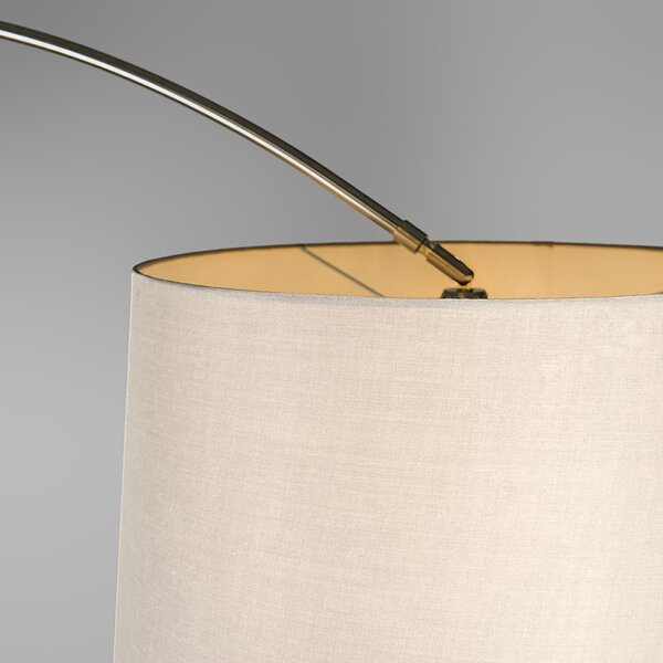 Stalowa lampa łukowa z białym kloszem materiałowym 45 cm - XXL
