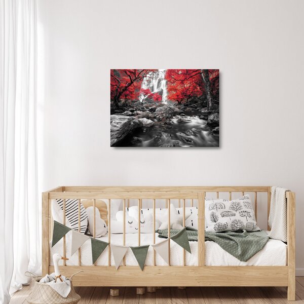 Obraz na szkle - Wodospady w jesiennym krajobrazie (70x50 cm)