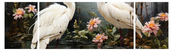 Obraz - Białe żurawie (170x50 cm)