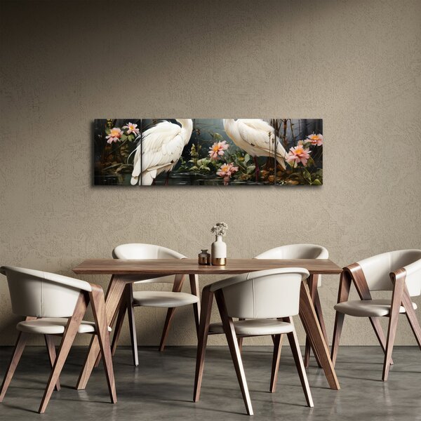 Obraz - Białe żurawie (170x50 cm)