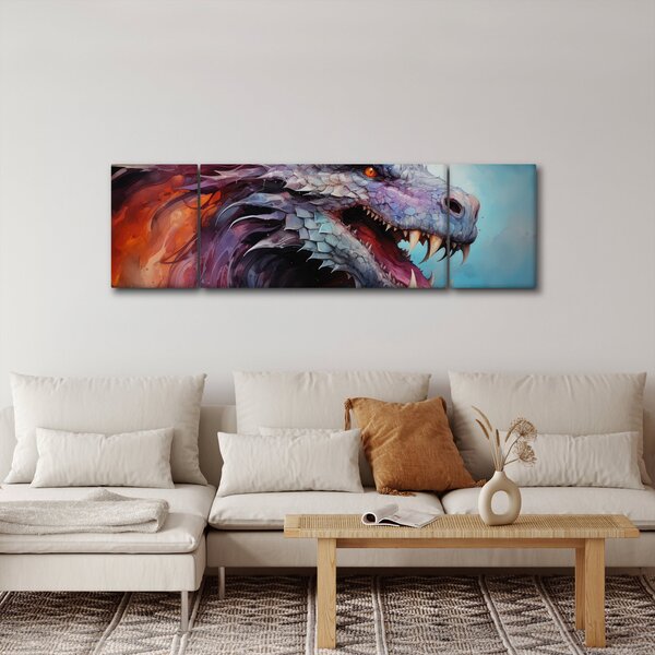 Obraz - Ilustracja przedstawiająca smoka (170x50 cm)