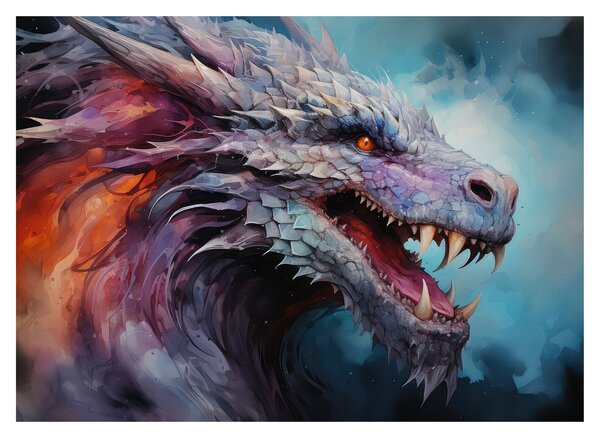 Obraz na szkle - Ilustracja przedstawiająca smoka (70x50 cm)