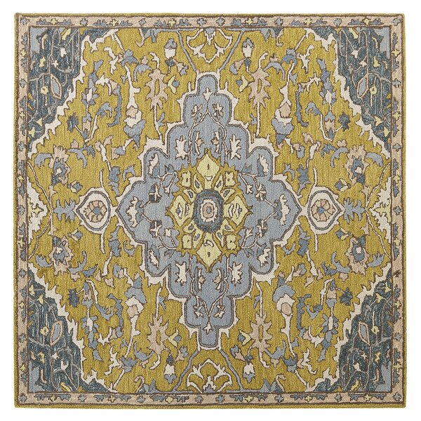 Dywan vintage do salonu prostokątny 200 x 200 cm żółto-niebieski Mucur Beliani
