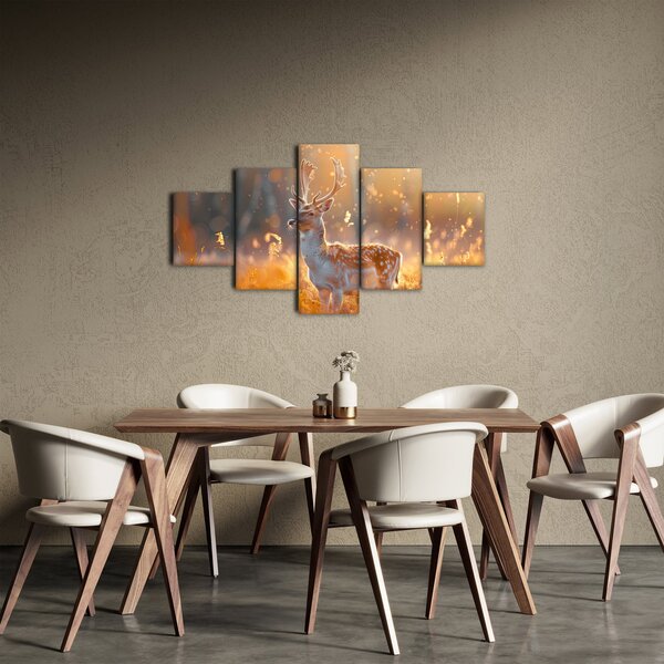 Obraz - Jeleń na polu (125x70 cm)