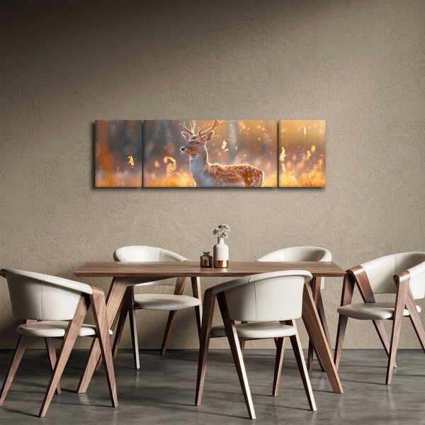 Obraz - Jeleń na polu (170x50 cm)