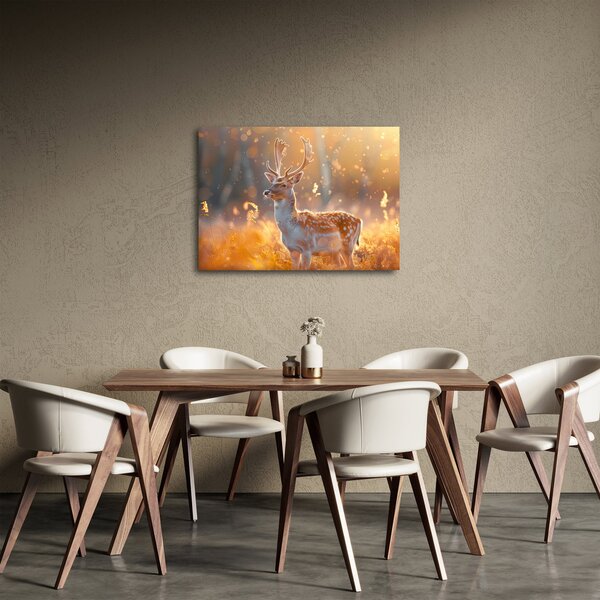 Obraz - Jeleń na polu (70x50 cm)