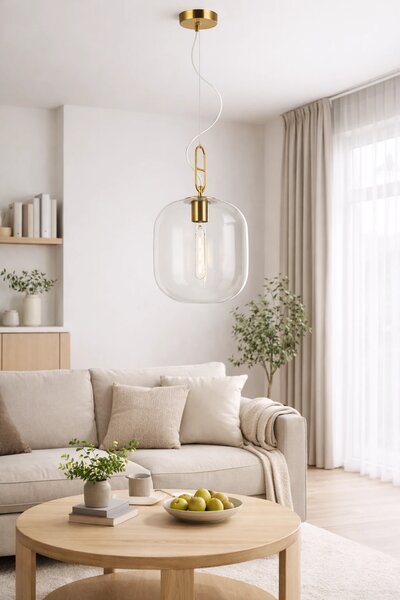 Lampa wisząca złota z dużym kloszem Bianca