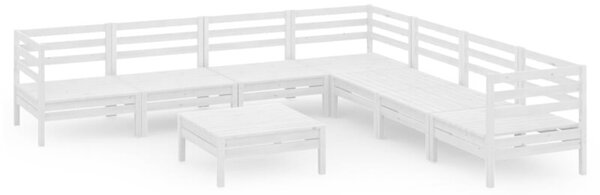 Zestaw Mebli Ogrodowych Komplet Wypoczynkowy 8-Częściowy Biały Drewno Na Taras Balkon Ogród