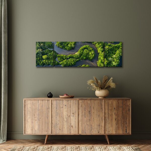 Obraz - Krajobraz leśny z rzeką (170x50 cm)