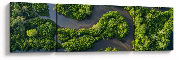 Obraz - Krajobraz leśny z rzeką (170x50 cm)
