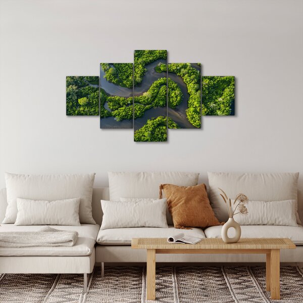 Obraz - Krajobraz leśny z rzeką (125x70 cm)