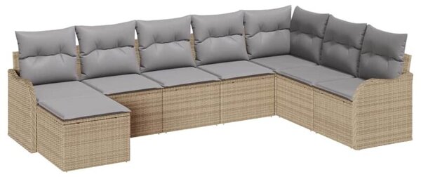 Zestaw Mebli Ogrodowych Komplet Wypoczynkowy Z Poduszkami 8-Częściowy Beżowy Rattan Na Taras Balkon Ogród