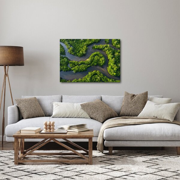 Obraz - Krajobraz leśny z rzeką (70x50 cm)