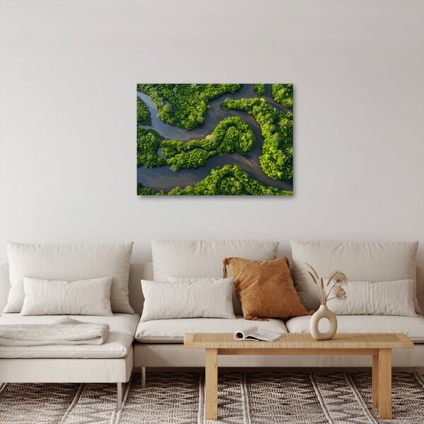 Obraz - Krajobraz leśny z rzeką (70x50 cm)